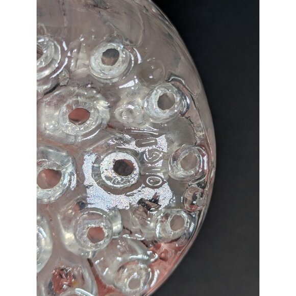 4" Davidson Dome Flower Block, 19 holes clear pressed glass flower frog, English - Picture 7 of 10